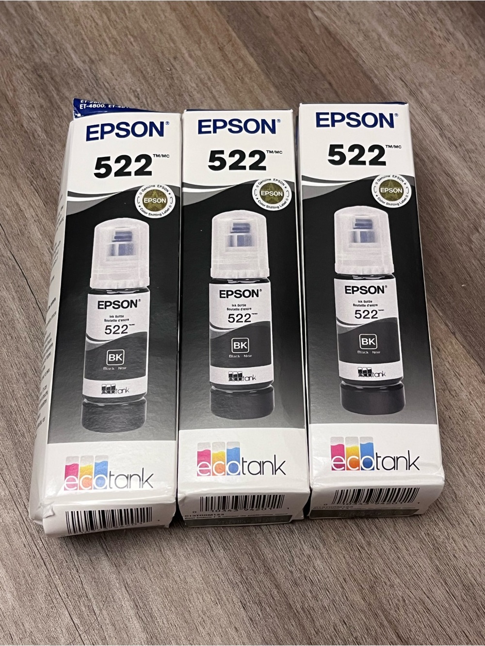 New Epson 522 EcoTank Genuine Ink Ultra-high Capacity Black 3 Bottles Exp 8/2030